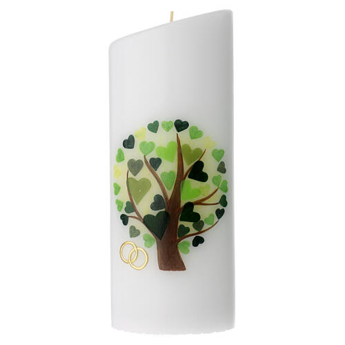 Unity candle with Tree of Life wedding rings 230x90 mm 1