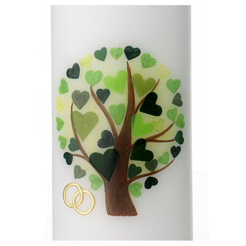 Unity candle with Tree of Life wedding rings 230x90 mm 2