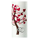 Unity candle with pink Tree of Life leaves rings 275x70 mm s2