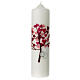 Unity candle with pink Tree of Life leaves rings 275x70 mm s1