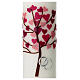 Unity candle with pink Tree of Life leaves rings 275x70 mm s2