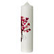 Unity candle with pink Tree of Life leaves rings 275x70 mm s3