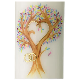Hochzeitskerze mit Baum des Lebens und bunten Blättern, 230x90 mm