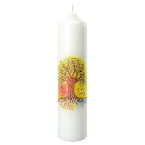 Wedding candle, tree with golden rings, 265x60 mm 1