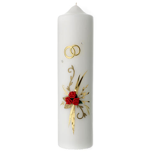 Wedding candle, rings and bouquet of roses, 275x70 mm 1