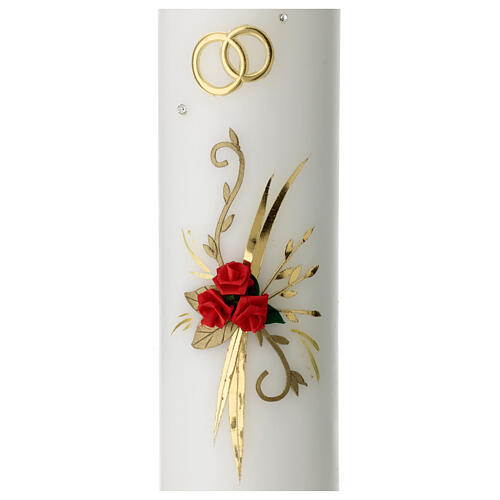 Wedding candle, rings and bouquet of roses, 275x70 mm 2