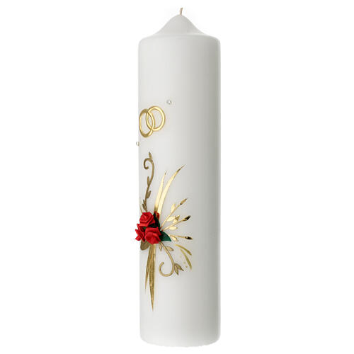 Wedding candle, rings and bouquet of roses, 275x70 mm 3