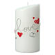 Wedding candle, Love, red hearts and rings, 180x90 mm s1
