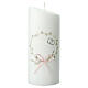 Wedding candle, wreath with pink ribbon and rings, 230x90 mm s1