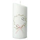 Marriage candle with wreath pink bow rings 230x90 mm s1