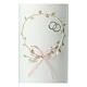 Marriage candle with wreath pink bow rings 230x90 mm s2