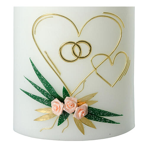 Oval candle, hearts, wedding rings and roses, 180x125x75 mm 2