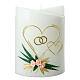 Oval candle, hearts, wedding rings and roses, 180x125x75 mm s1
