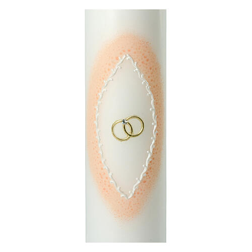 Wedding candle, pink mandorla-shaped aureola with golden rings, 265x60 mm 2