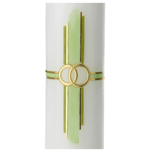Wedding candle, green cross and rings, 265x60 mm 2