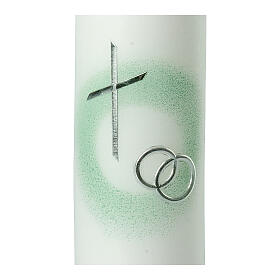 Hochzeitskerze mit Kreuz und grünen Details, 265x60 mm