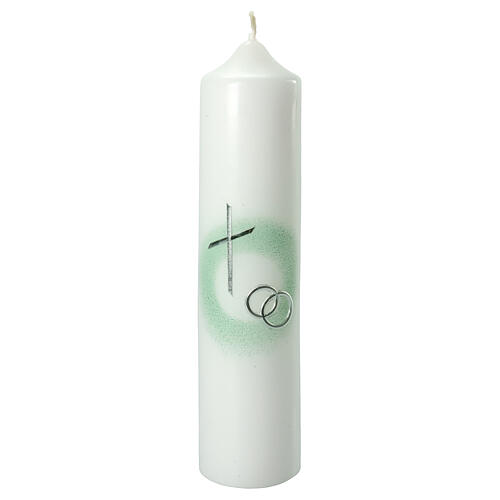Wedding candle with silver rings and cross, 265x60 mm 1