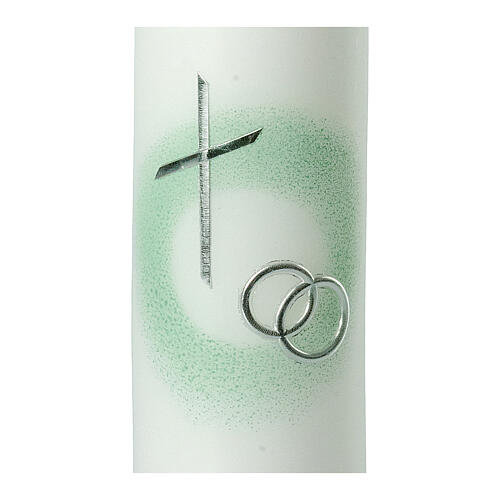 Wedding candle with silver rings and cross, 265x60 mm 2