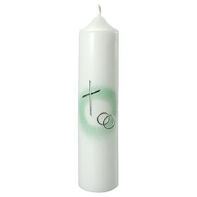 Unity candle with silver wedding bands 265x60 mm