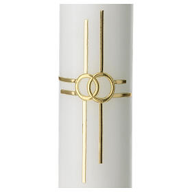 Hochzeitskerze mit goldenem Kreuz, 265x60 mm