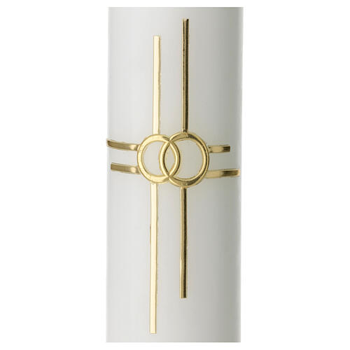 Wedding candle with golden rings and cross, 265x60 mm 2