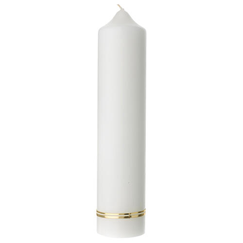 Wedding candle with golden rings and cross, 265x60 mm 3