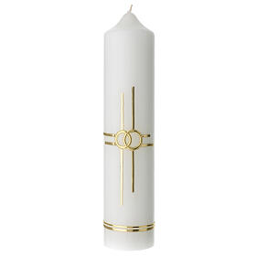 Unity candle golden cross rings 265x60 mm