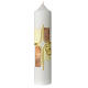 Vela casamento cruz e alianças douradas decoração amarela e castanha 26,5x6 cm s1
