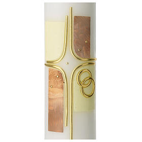 Candle with colored cross wedding rings 265x60 mm