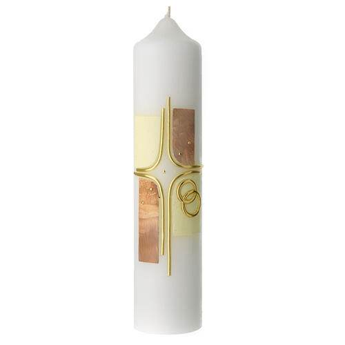 Candle with colored cross wedding rings 265x60 mm 1