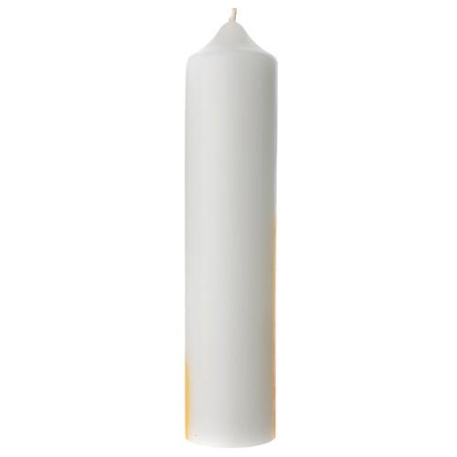 Świeca ślubna pomarańczowa ze złotym krzyżem, 265x60 mm 3