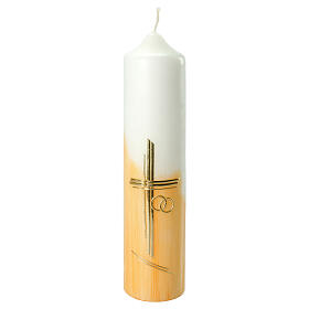 Wedding candle with orange gold cross 265x60 mm