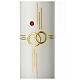 Candela croce fedi cuori rossi 265x60 mm s2