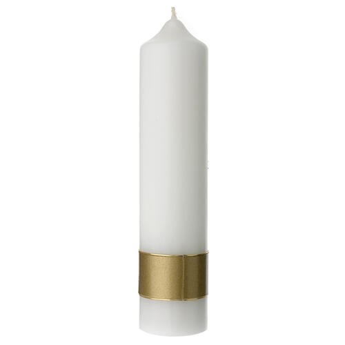 Świeca krzyż z czerwonymi sercami i obrączkami, 265x60 mm 3