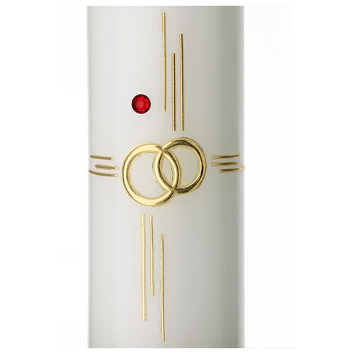 Cross candle with red hearts 265x60 mm 2