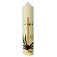 Wedding candle with golden cross, rings and flowers, 265x60 mm s1