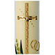 Wedding candle with golden cross, rings and flowers, 265x60 mm s2