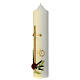 Wedding candle with golden cross, rings and flowers, 265x60 mm s3