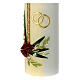 Wedding candle with golden cross, rings and flowers, 265x60 mm s4