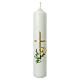 Wedding candle, golden rings and cross, green branches, 265x60 mm s1