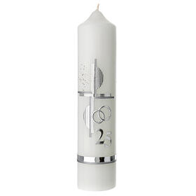 Candela anniversario 25 anni argento fedi 265x60 mm