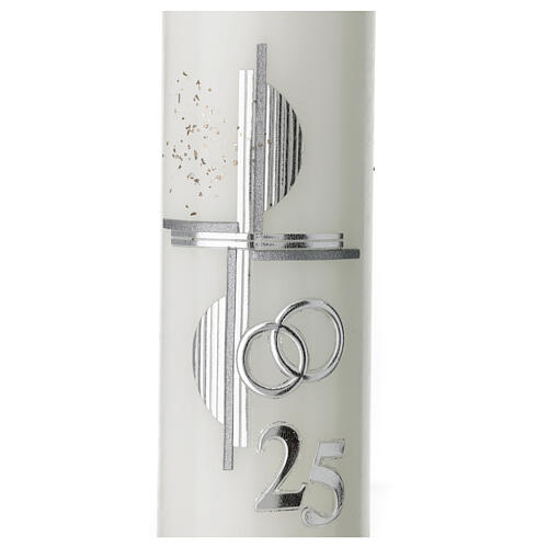 Świeca jubileuszowa 25 lat srebrne obrączki 265x60 mm 2