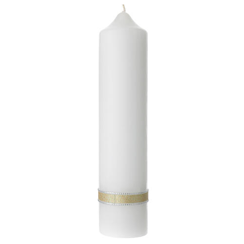 Kerze zur Silberhochzeit mit Herz und Dekorationen, 265x60 mm 3