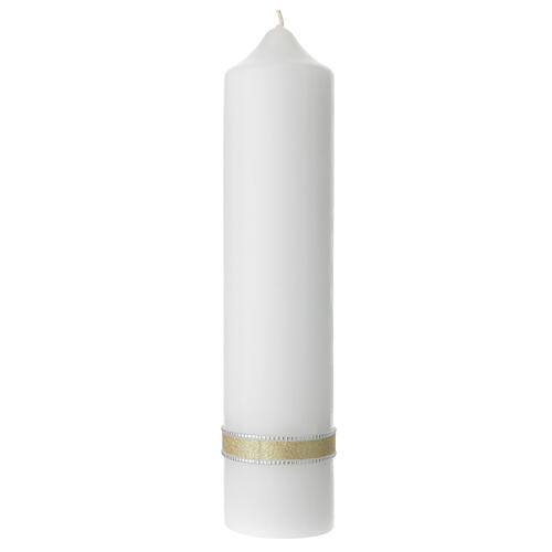 Świeca serce beżowa srebrne gody, 265x60 mm 3