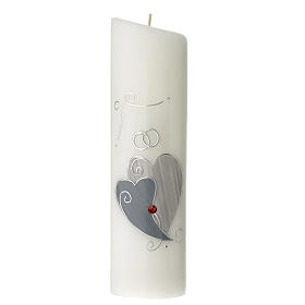 Candela cuori nozze argento strass 240 mm