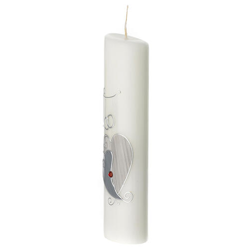 Unity candle with grey heart rhinestone 240 mm 3