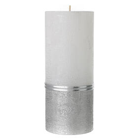 Kerze zur Silberhochzeit mit Eheringen, 180x70 mm