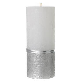 Silver anniversary candle, silver rings, 180x70 mm