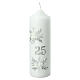 Silver anniversary candle grey leaves decor 165x50 mm s1