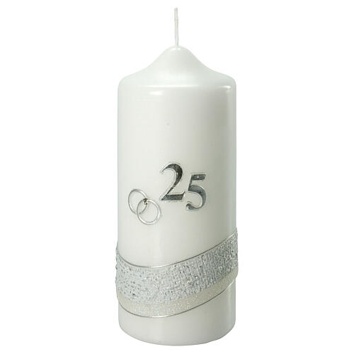 Silver anniversary candle, rings and 25 number, 175x70 mm 1